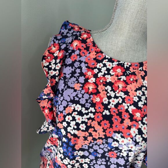 Juicy Couture Pink And Purple Floral Ruffle Sleeveless Blouse Top Size Small - Picture 6 of 8